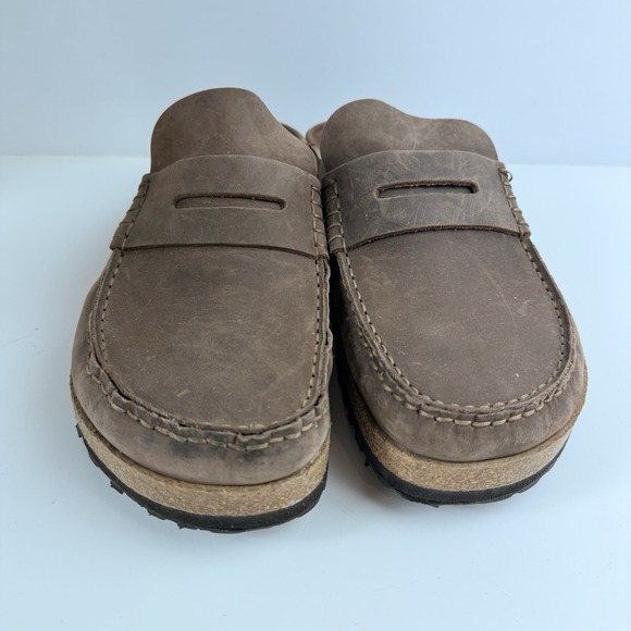 Birkenstock Naples Loafers Mules Brown Leather Clogs Mens 9 Size 42 Regular Wide main image 7